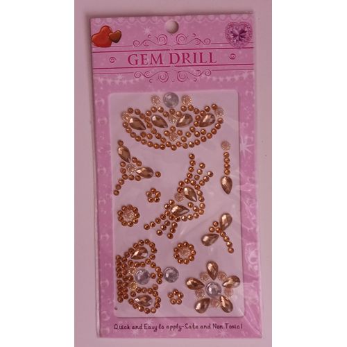 Stickers Couronne En Strass Doré