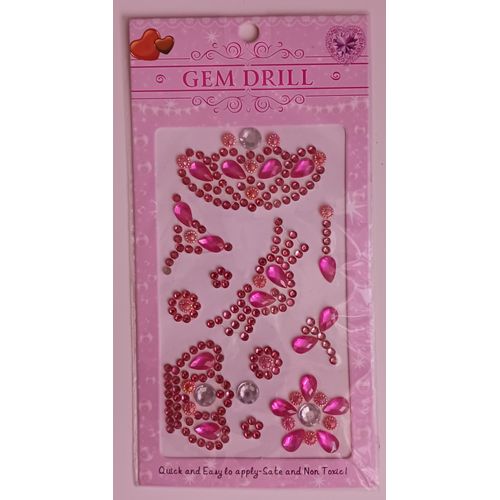 Stickers Couronne En Strass Rose