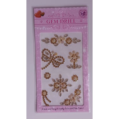 Stickers Libellule En Strass Doré