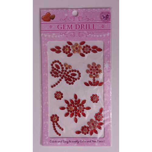 Stickers Libellule En Strass Rouge