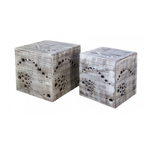 Tabouret Table D'appoint Set De 2 Cubes En Bois