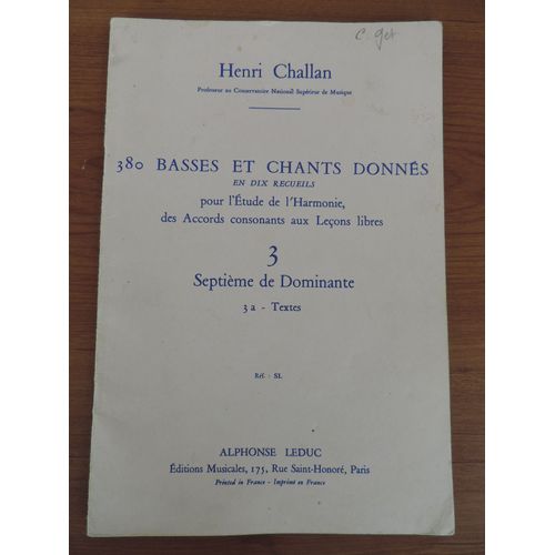 Challan Henri - Vol 3a Textes - Septième De Dominante