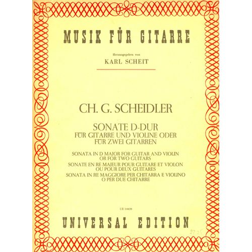 Sonate En Ré Majeur Pr Violon & Guitare Ou 2 Guitares