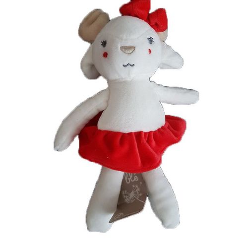 Grain De Ble - Doudou Cerf Renne Blanc Jupe Rouge