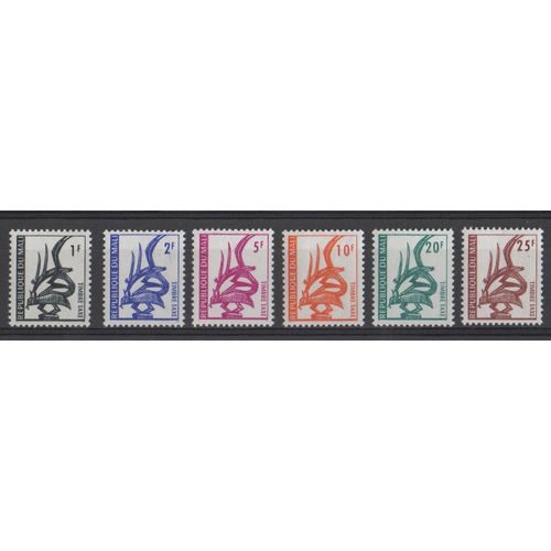 Lot 6 Timbres Taxe République Du Mali 1961 Yvert Et Tellier N° Tt 1, 2, 3, 4, 5 Et 6 Art Indigène Neufs** Sans Traces De Charnière