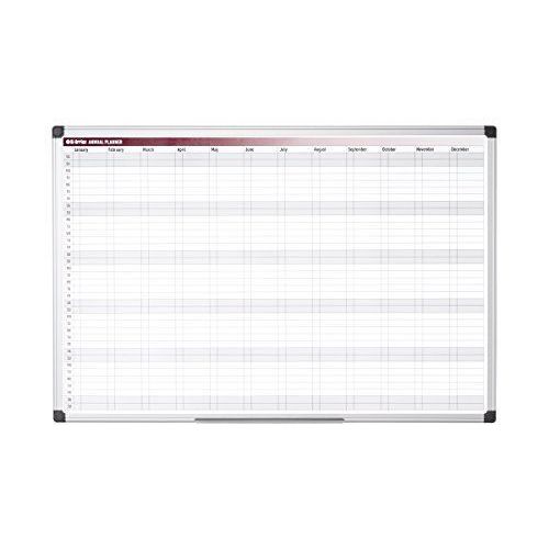 Bi-Office Tableau Blanc Aimanté Avec Cadre En Aluminium Cadre Magnétique Annuel Planificateur Semaine