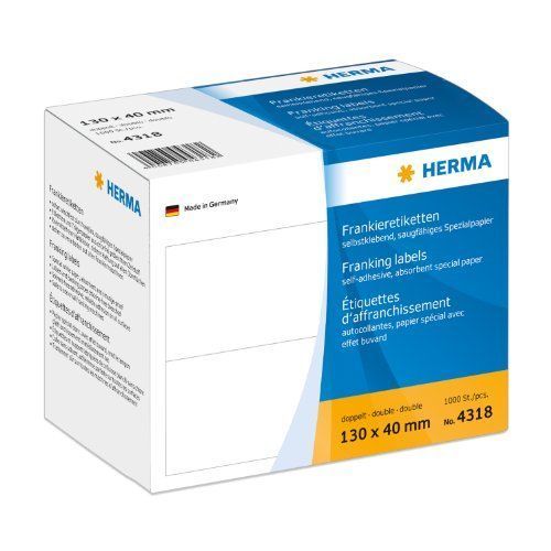 Herma - Étiquettes À Affranchir, 130 X 40 Mm, Doubles,Blanchescontenu: 1.000 Étiquettes Sur 500 Feui