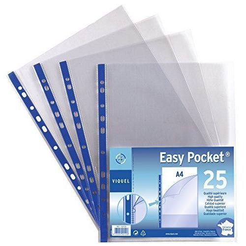 Viquel Easy Pocket Lot De 25 Pochettes Perforées A4