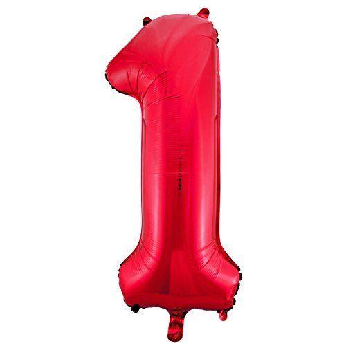 Unique Party - 55851 - Ballon Géant - Numéro 1, 86 Cm, Rouge