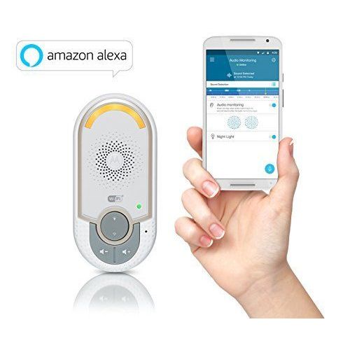 Motorola MBP 162 Connect - Babyphone audio Wi-Fi avec veilleuse, fonction talkie walkie, alertes du niveau sonore sur votre smartphone/tablette, couleur blanc