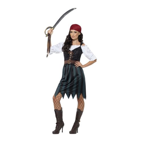 Déguisement De Capitaine Pirate Des Mers Bleu Pour Femme (Taille S)