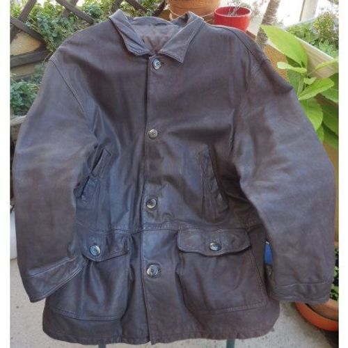 Parka Cuir Vachette Nubuck Huilé Taille 112/116 Soit 58 Marron