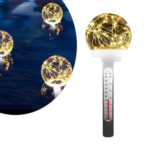 Thermomètre Piscine - AQSACOKIYA - LED Thermomètre de Piscine Solaire - Thermomètre de Spa Facile à Lire la Nuit