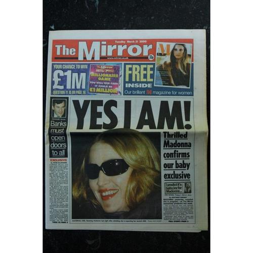 The Mirror Tuesday March 21 2000 Cover Madonna Yes I Am !