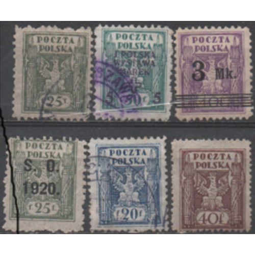 Pologne:Lot De 6 Timbres De La Même Série Représentant L'aigle.