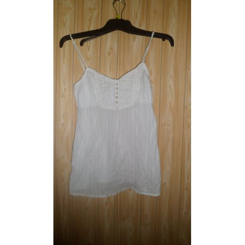 Petite Tunique Blanche Pimkie, À Fines Bretelles. Taille S 100 % Coton. Longueur Totale (Avec Les Bretelles) : 63 Cm.