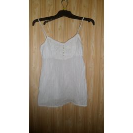 Petite Tunique Blanche Pimkie, À Fines Bretelles. Taille S 100 % Coton. Longueur Totale (Avec Les Bretelles) : 63 Cm.