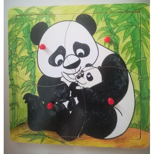 Puzzle Cadre En Bois 4 Pièces Maman Et Bébé Panda