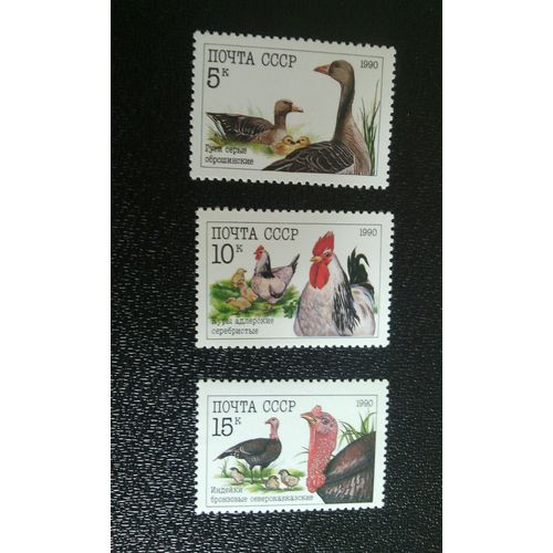 Timbre U R S S Yt 5764 A 5766 Séries: La Volaille 1990
