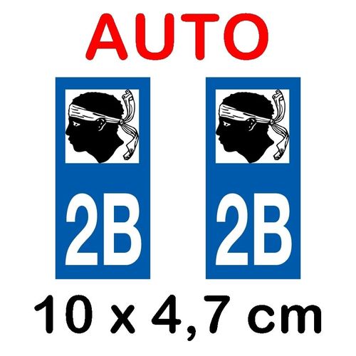 Autocollant Plaque Immatriculation Voiture Dpt 2b Haute Corse
