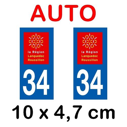 Autocollant Plaque Immatriculation Voiture Dpt 34 Hérault