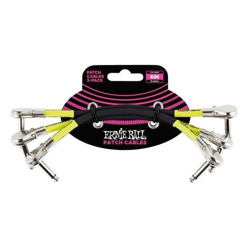 Ernie Ball 6059 - 3 câbles patchs coudés fins noirs - 15cm