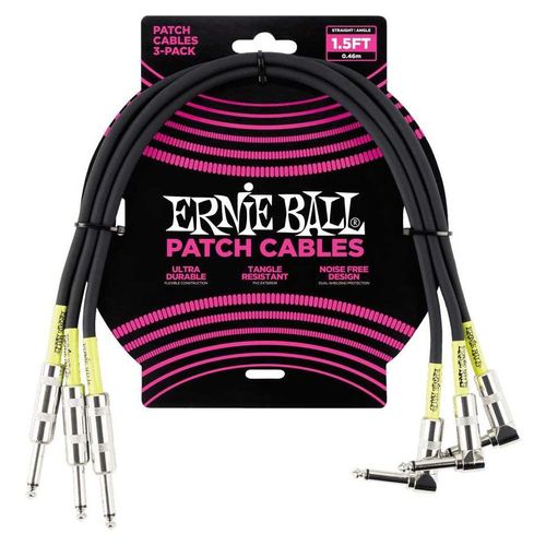 Ernie Ball 6076 - 3 câbles patchs droits-coudés - 46cm