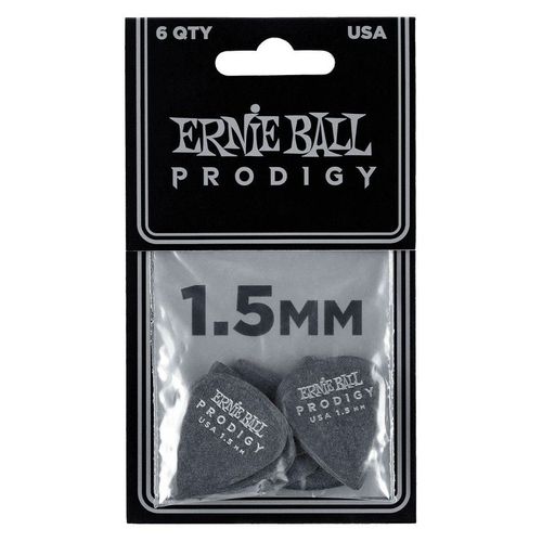 Ernie Ball 9199 - Sachet De 6 Médiators Prodigy Noir - 1.50mm