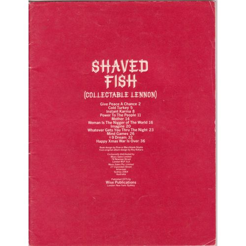 Songbook John Lennon Shaved Fish (Collectable Lennon) 1975 U.K.