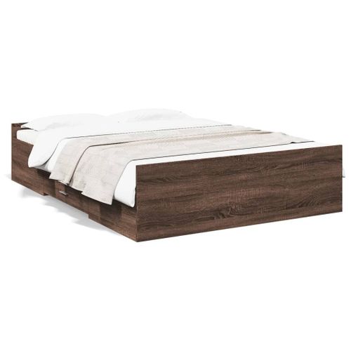 Vidaxl Cadre De Lit Avec Tiroirs Sans Matelas Chêne Marron 120x190 Cm