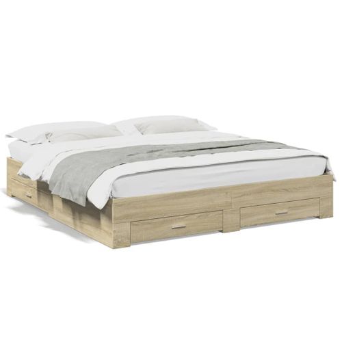 Vidaxl Cadre De Lit Avec Tiroirs Sans Matelas Chêne Sonoma 180x200 Cm