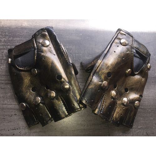 Steampunk Marron Clou Paire Gants Mitaines Cuir Solide Clou Métal Pics Force Motard Airsoft Chasse Vélo Sport Gothique Rock Biker Punk