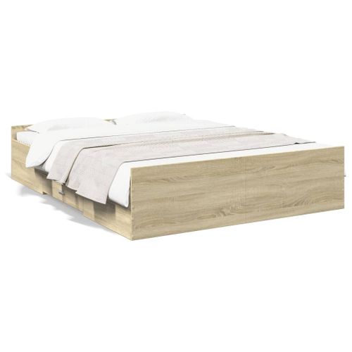 Vidaxl Cadre De Lit Avec Tiroirs Sans Matelas Chêne Sonoma 160x200 Cm
