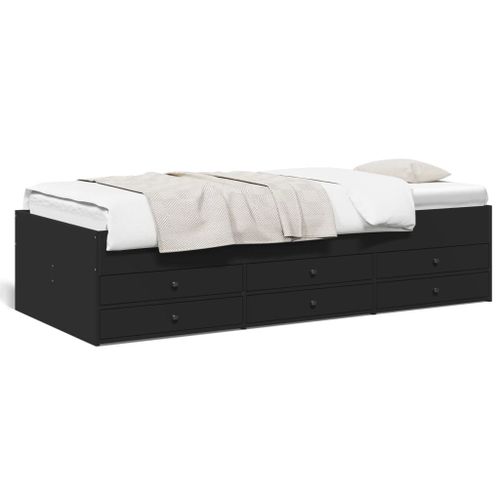 Vidaxl Lit De Jour Avec Tiroirs Sans Matelas Noir 100x200 Cm