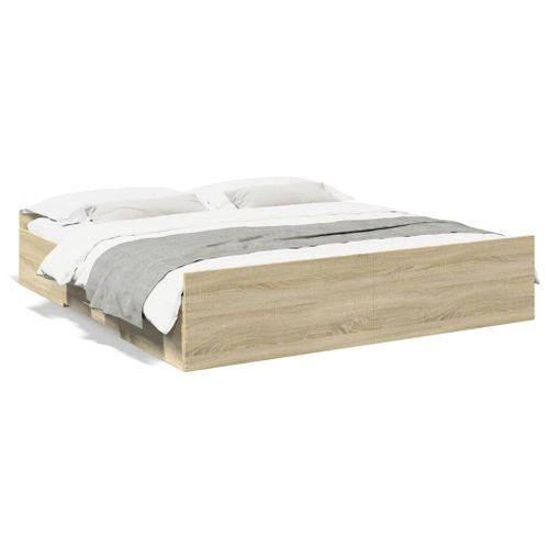 Vidaxl Cadre De Lit Avec Tiroirs Sans Matelas Chêne Sonoma 180x200 Cm