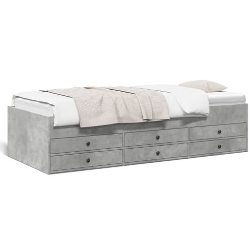Vidaxl Lit De Jour Avec Tiroirs Sans Matelas Gris Béton 100x200 Cm