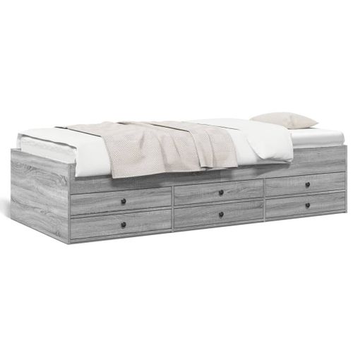 Vidaxl Lit De Jour Avec Tiroirs Sans Matelas Sonoma Gris 100x200 Cm