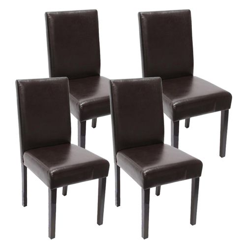 Lot De 4 Chaises De Séjour Littau   Simili-Cuir, Marron, Pieds Foncés