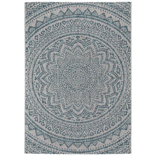 Tapis D'extérieur Cleo Beige/Bleu 140x200 Cm - Tapis Outdoor Pour Balcon, Terrasse Et Jardin