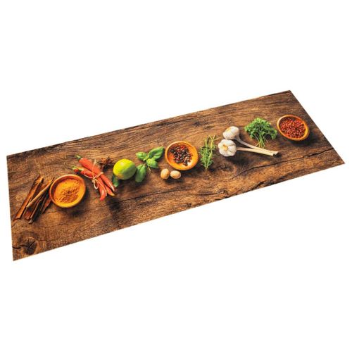vidaXL Tapis de cuisine lavable impression d'épices 45x150 cm velours