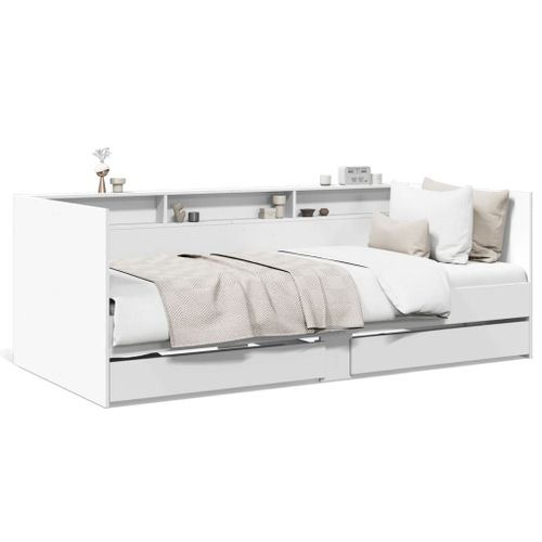 Vidaxl Lit De Jour Avec Tiroirs Sans Matelas Blanc 90x190 Cm