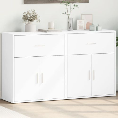 Vidaxl Buffets 2 Pcs Blanc 60x31x70 Cm Bois D'ingénierie