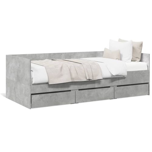 Vidaxl Lit De Jour Avec Tiroirs Sans Matelas Gris Béton 100x200 Cm