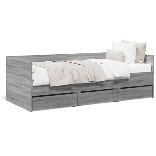 Vidaxl Lit De Jour Avec Tiroirs Sans Matelas Sonoma Gris 100x200 Cm