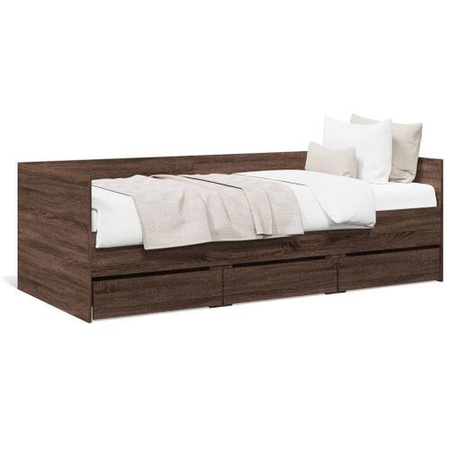 Vidaxl Lit De Jour Avec Tiroirs Sans Matelas Chêne Marron 75x190 Cm