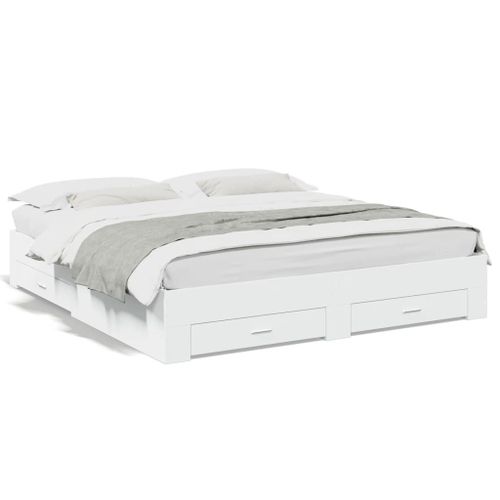Vidaxl Cadre De Lit Avec Tiroirs Sans Matelas Blanc 180x200 Cm