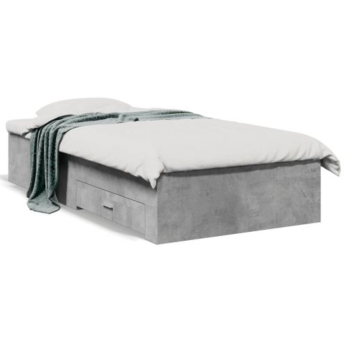 Vidaxl Cadre De Lit Avec Tiroirs Sans Matelas Gris Béton 75x190 Cm