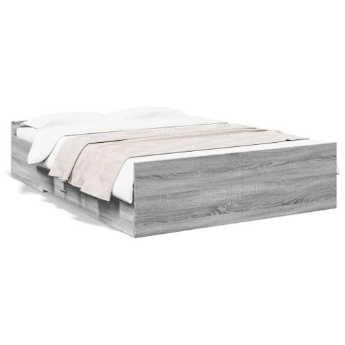 Vidaxl Cadre De Lit Avec Tiroirs Sans Matelas Sonoma Gris 120x190 Cm