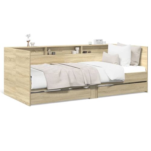Vidaxl Lit De Jour Avec Tiroirs Sans Matelas Chêne Sonoma 90x190 Cm