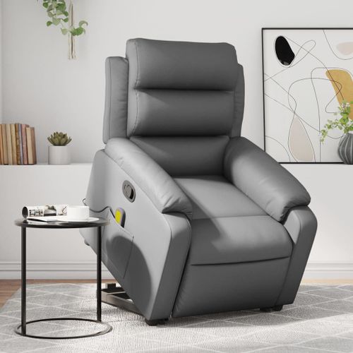 Vidaxl Fauteuil Inclinable De Massage Gris Similicuir